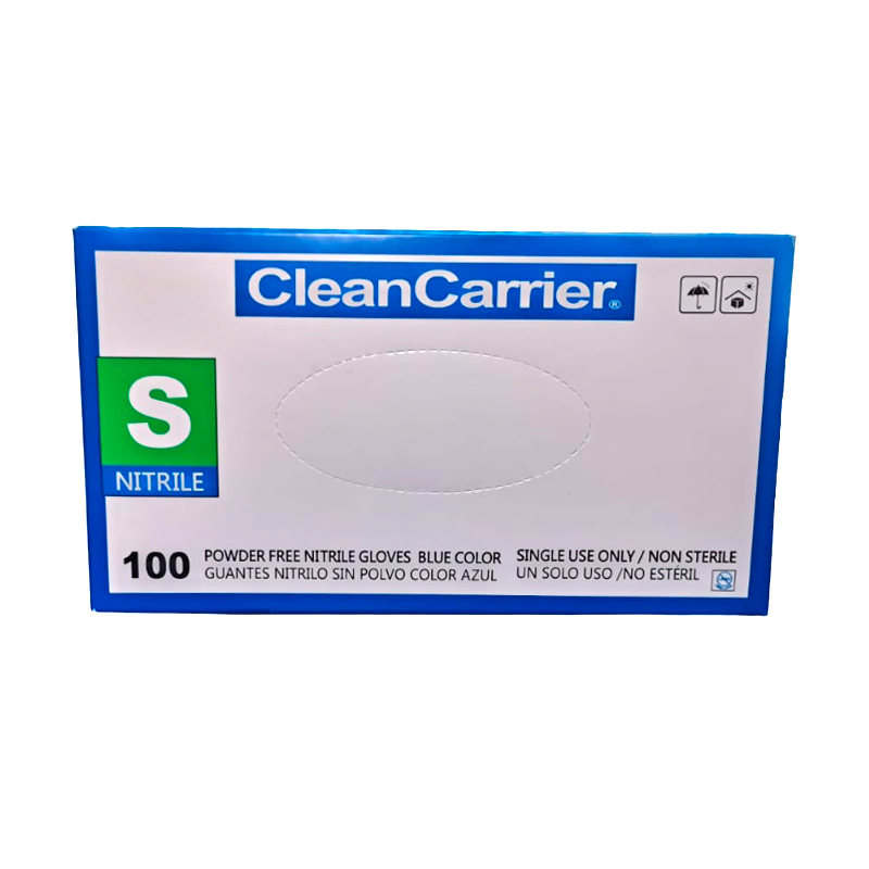 Guante Nitrilo Color Azul Clean Carrier Talla S 100 un