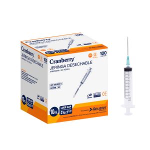 Jeringa desechable 10 ml c/aguja 21g Cramberry