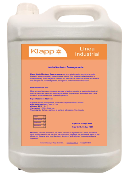 Jabon Mecanico Desengrasante Bi 5L. Klapp