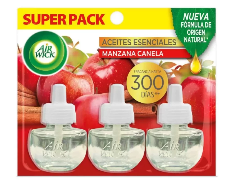 AIRWICK Eléctrico Recarga 21 ml X 3 Unid Manzana Canela