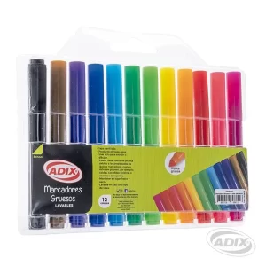 Marcador Grueso 12 Colores (002) ADIX