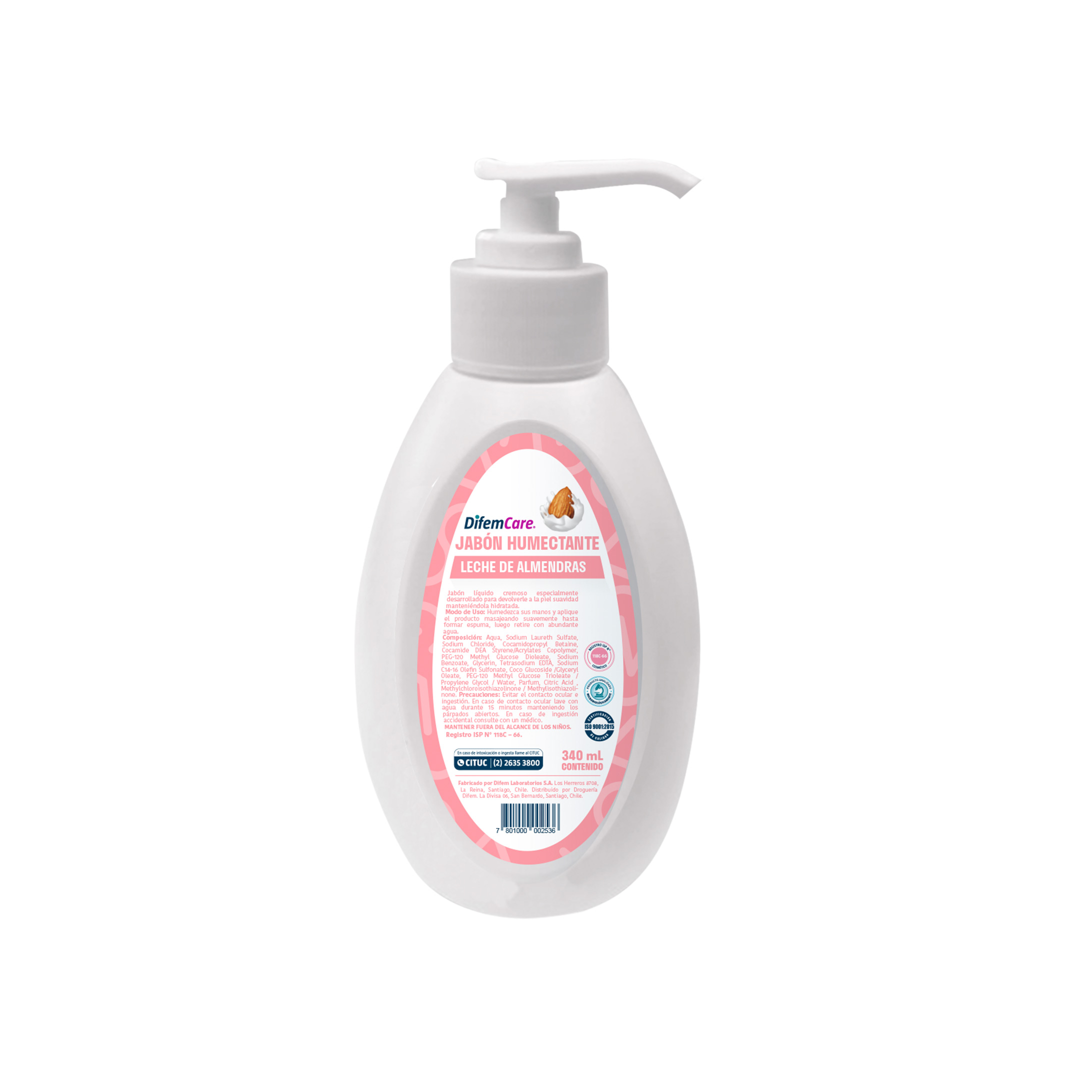Jabon Humectante Leche Almendras Difem 340 ml